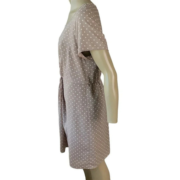 J. Crew Short Sleeve Polka Dot Knot Waist Chiffon Sheath Dress Size 14 Brown Tan - Picture 5 of 16